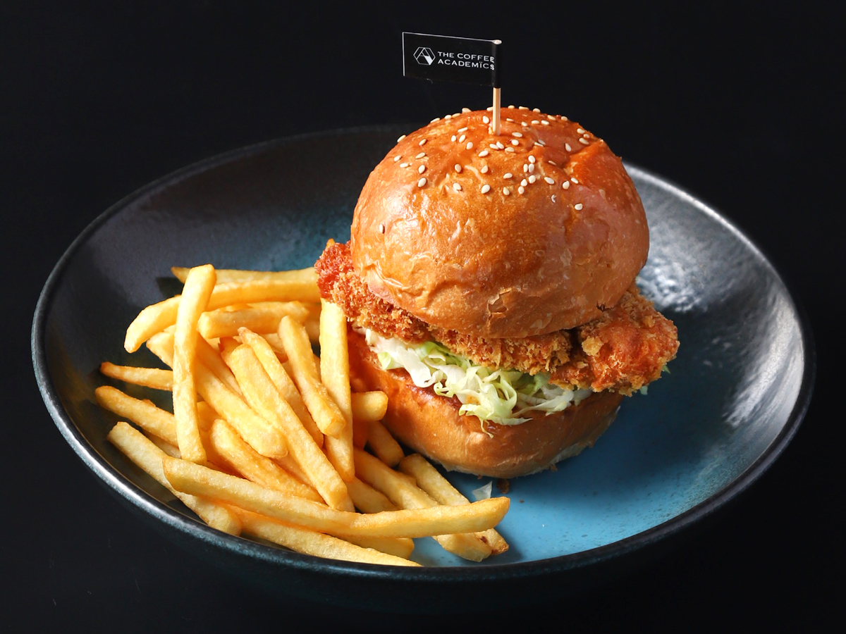 Crispy Chicken Burger and French Fries