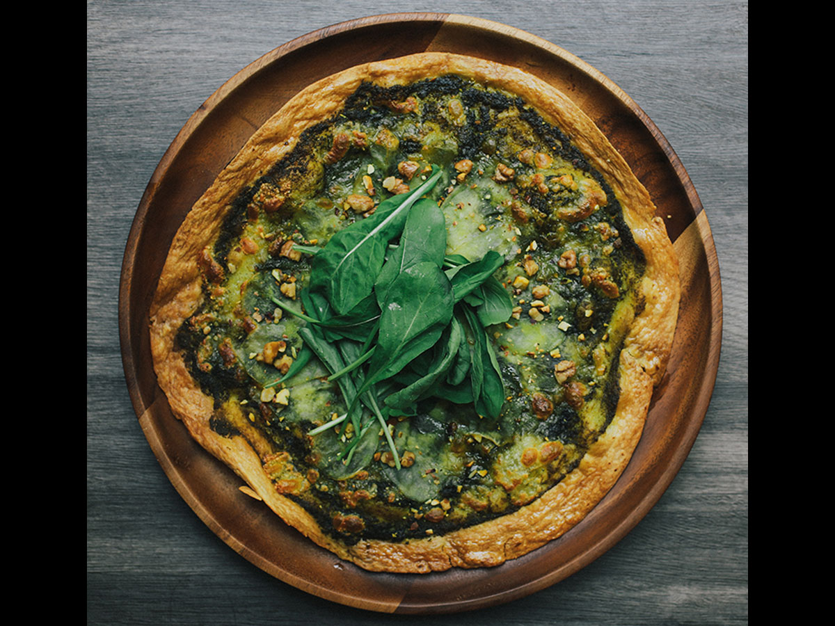 Pesto ,Potato, Rocket pizza